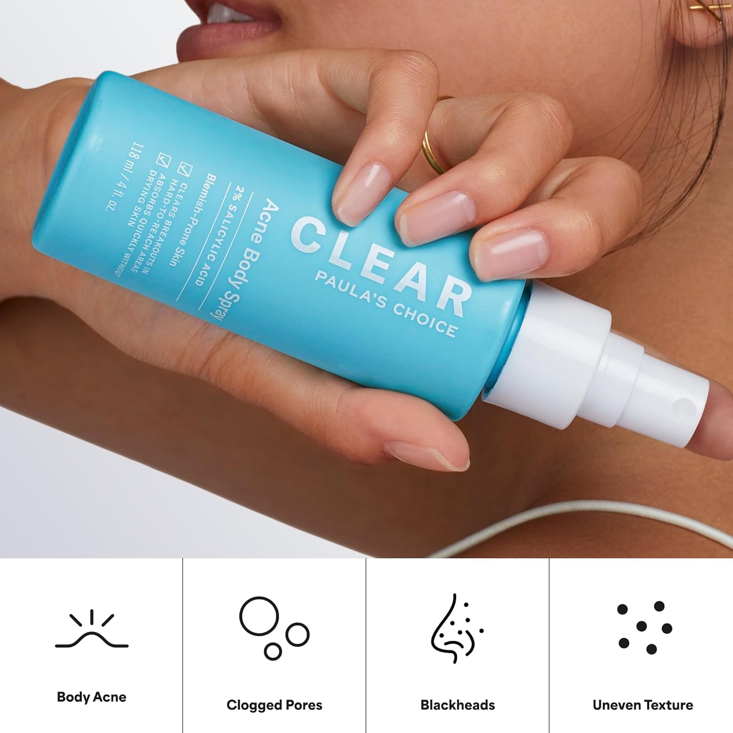 Paula's Choice CLEAR Exfoliating Back & Body Acne Spray, Bacne Spray with 2%