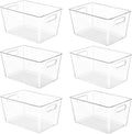 YIHONG 6 Pack Clear Pantry Organizer Bins, Plastic Containers with Handle for