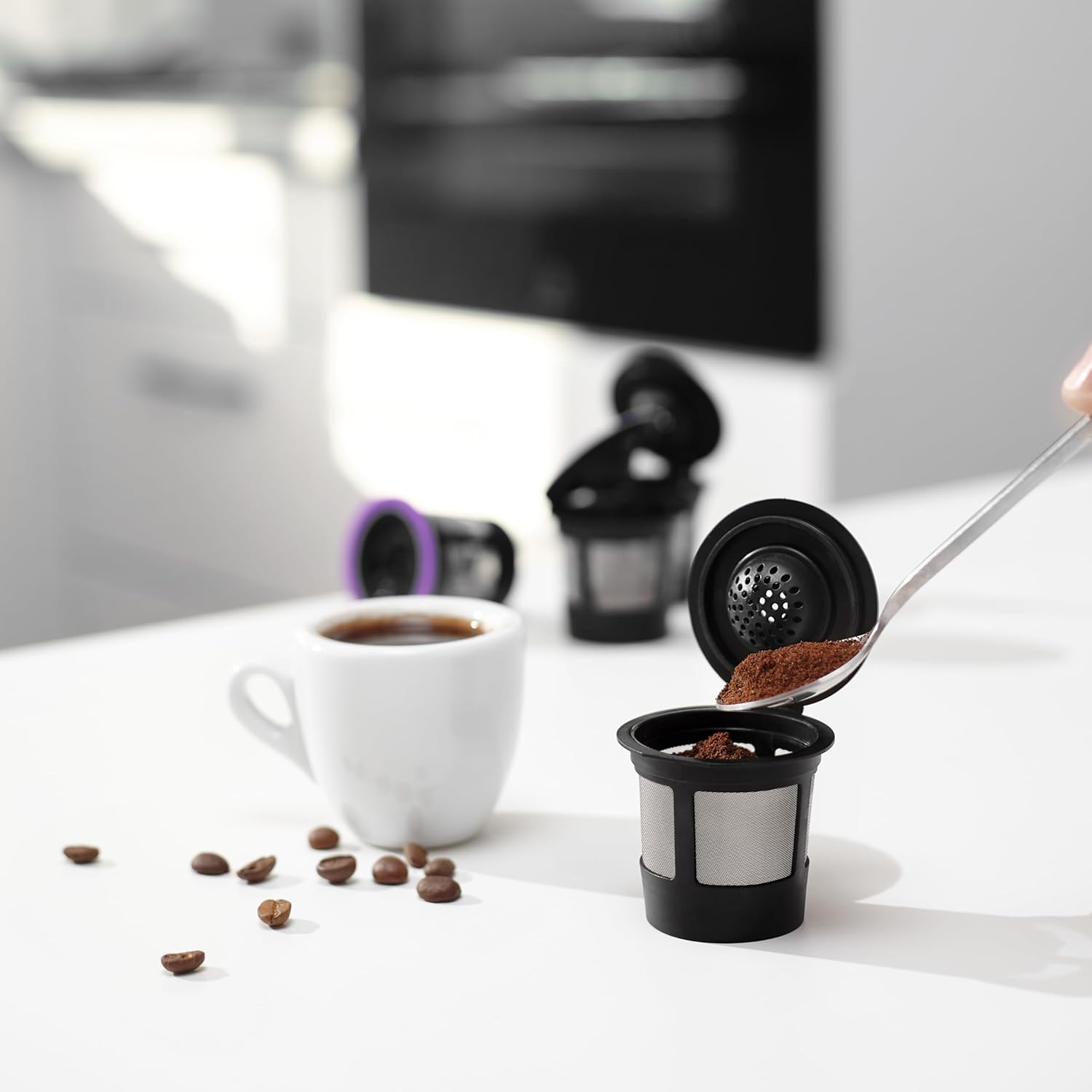 4 Black Reusable K Cups for Keurig Coffee Makers - Compatible with Keurig