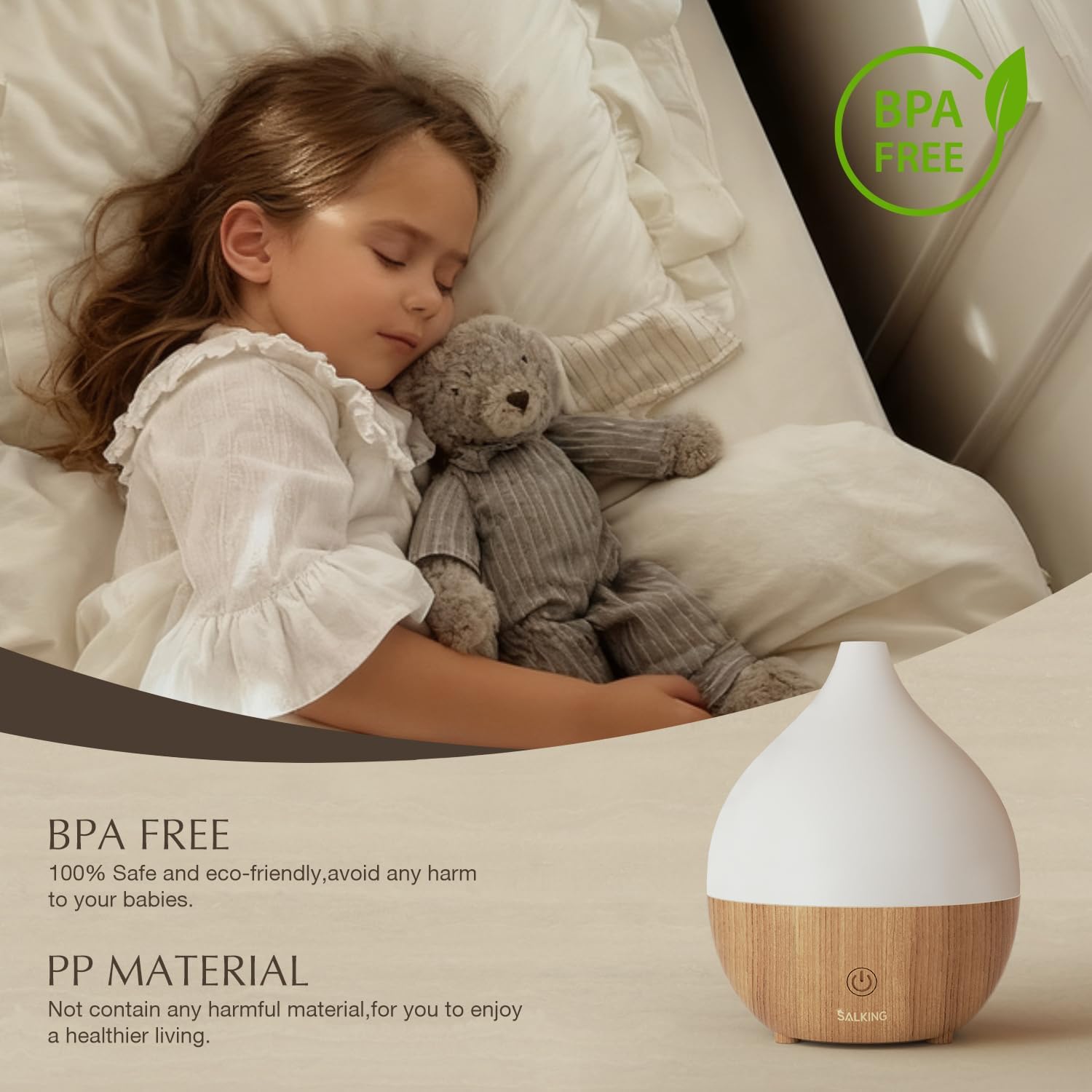 SALKING Essential Oil Diffuser, 100ml Small Aromatherapy Diffuser with Auto