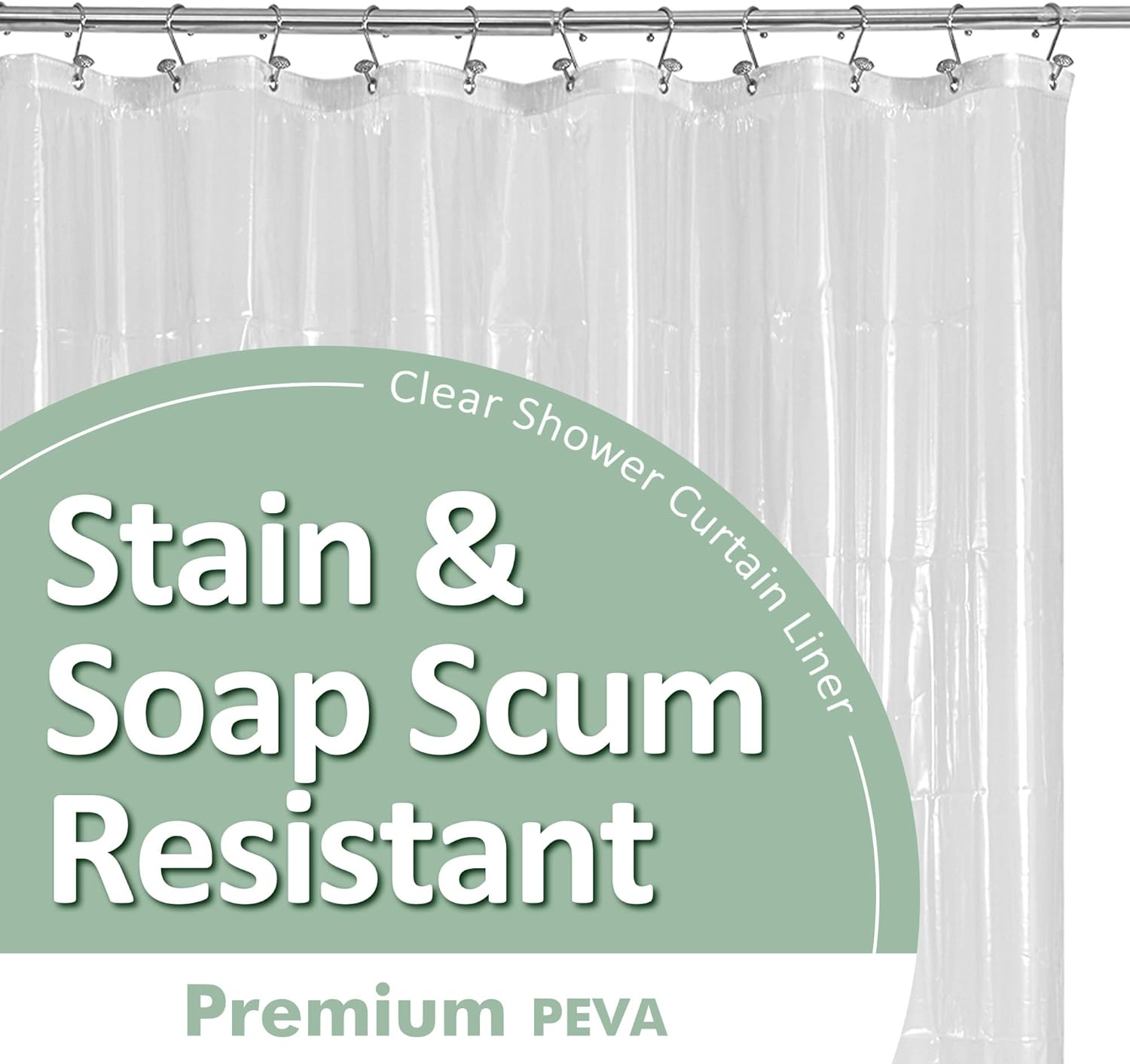 Barossa Design Plastic Shower Liner Clear - Premium PEVA Shower Curtain Liner