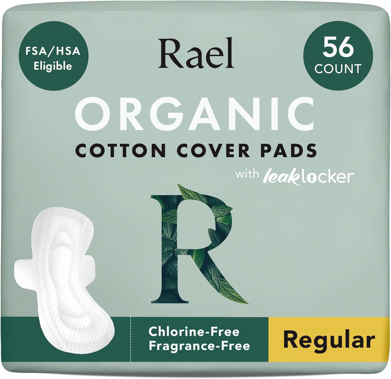 Rael Pads for Women, Organic Cotton Cover - Moderate Absorbency, Feminine