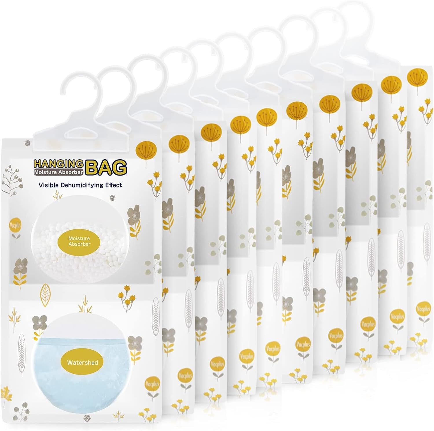 Vacplus Moisture Absorbers, Hanging Closet Dehumidifier Bags, Humidity Packs