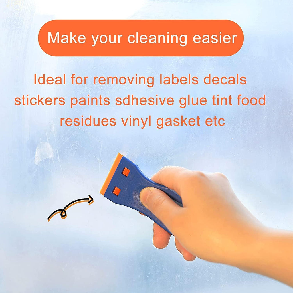 4 Pcs Plastic Razor Blade Scraper and 100 Pcs Blades, Remove Label Decal