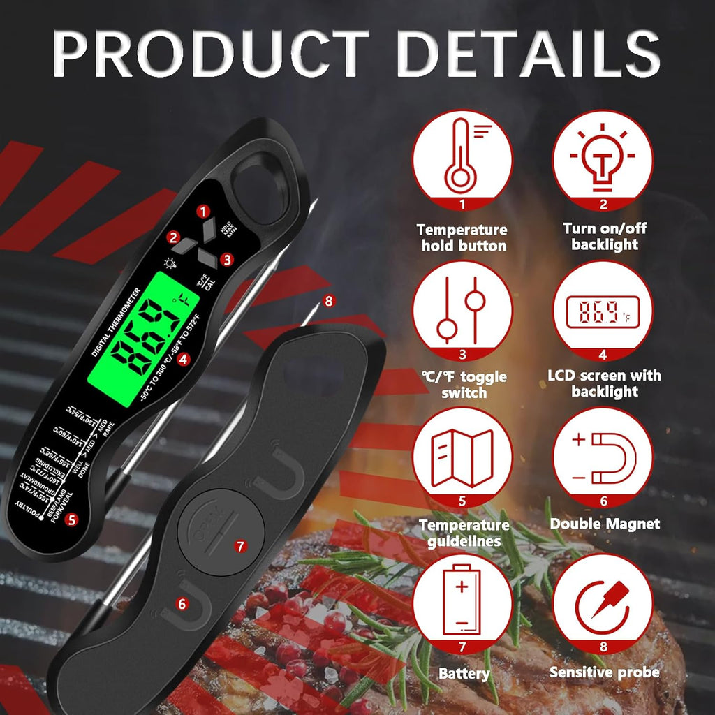 Meat Thermometer Digital•?ÎIP67 Waterproof Cooking Thermometer with