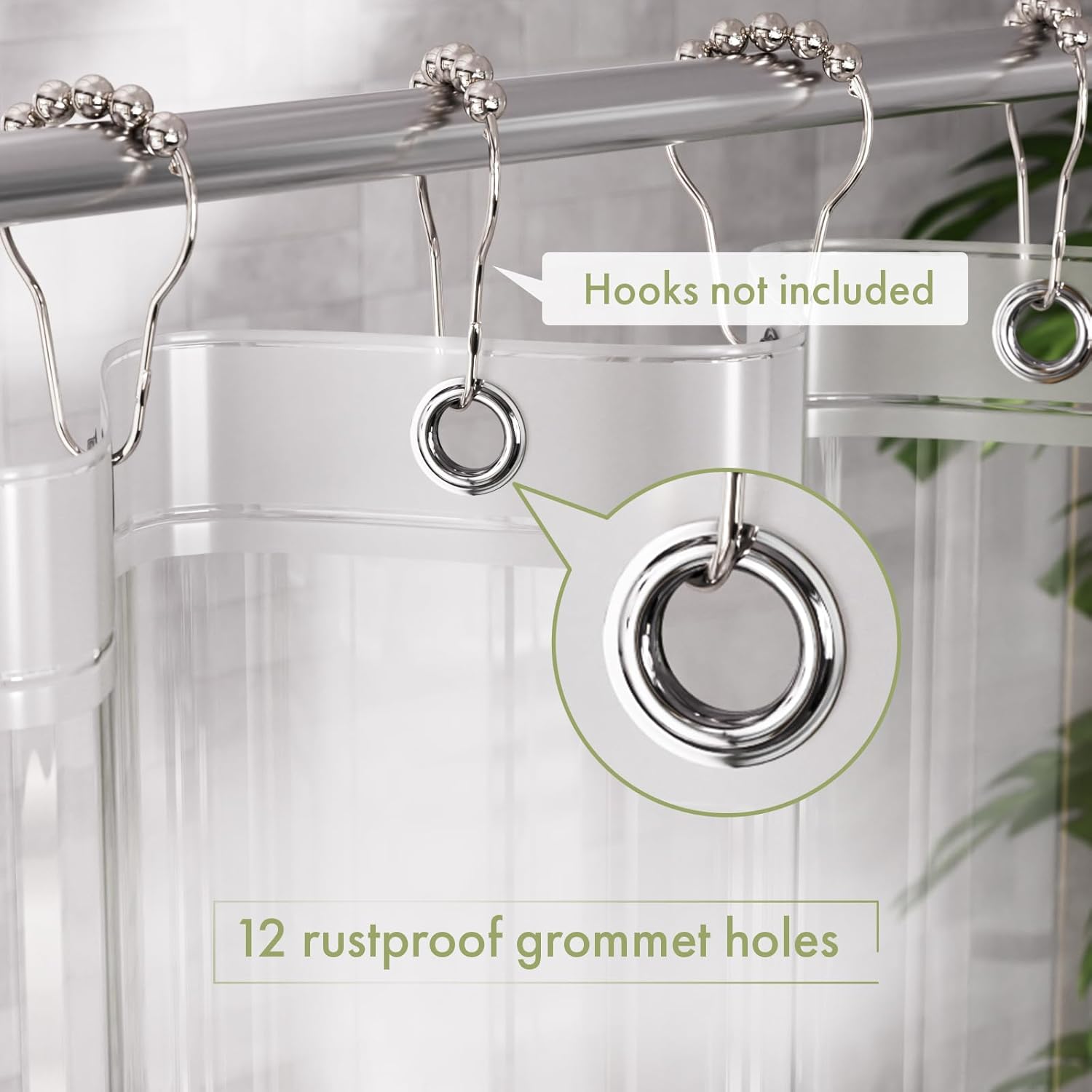 AmazerBath Shower Curtain Liner, 72x72 Clear Shower Curtain Liner, Waterproof
