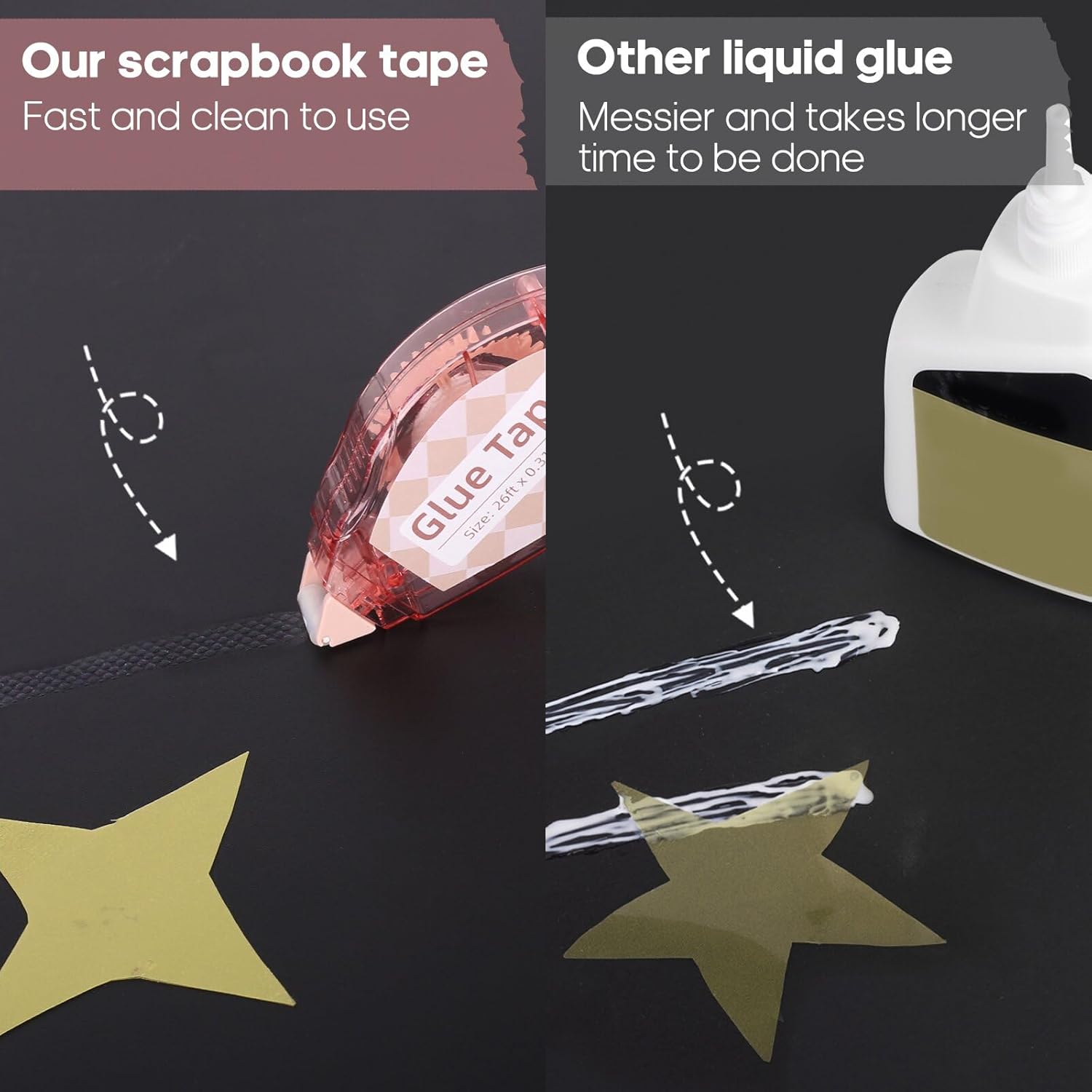 Secopad Scrapbook Tape, 4 Pack Double Sided Tape Roller for Crafts, Adhesive