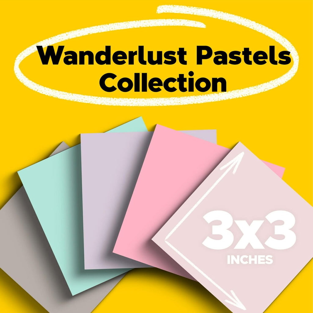 Post-it 100% Recycled Paper Super Sticky Notes, 3 in. x 3 in., 5 Pads, 70
