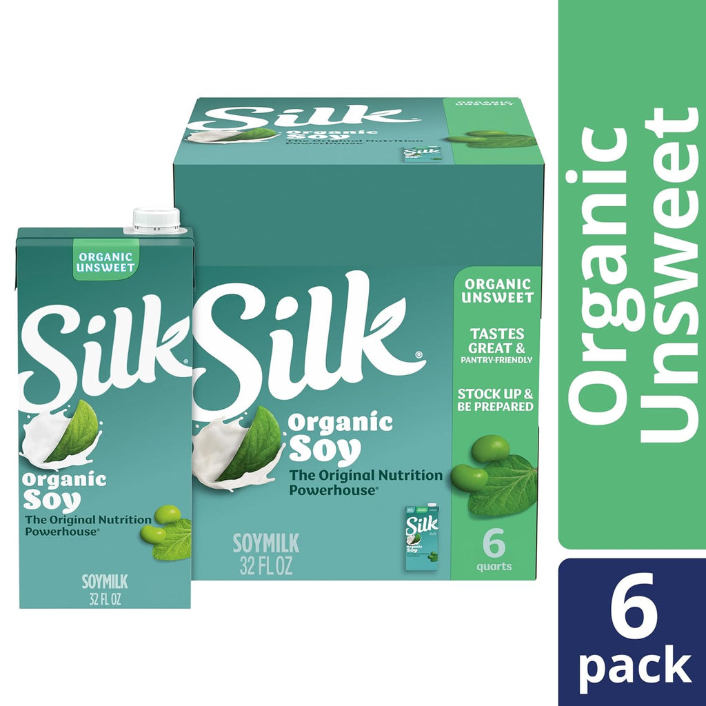 Silk Shelf-Stable Organic Soy Milk, Unsweetened, Dairy-Free, Vegan, Non-GMO