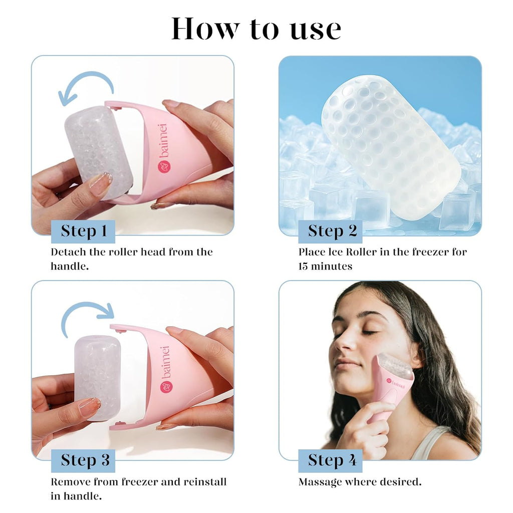 BAIMEI IcyMe Ice Roller for Face and Gua Sha Facial Tool Set, Ice Face Roller