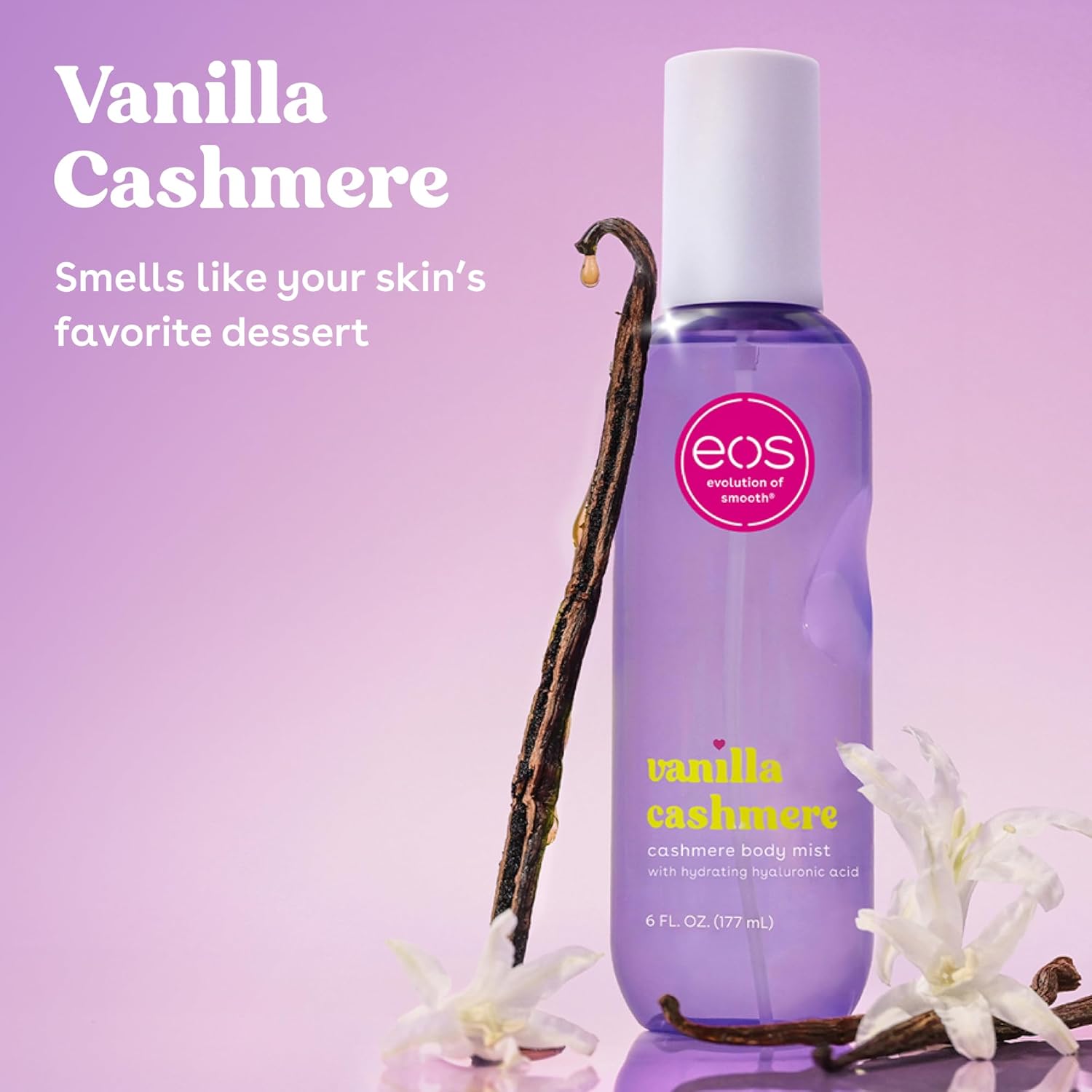 eos Cashmere Body Mist, Vanilla Cashmere, Soft Musk, Cozy Caramel, Hair Mist