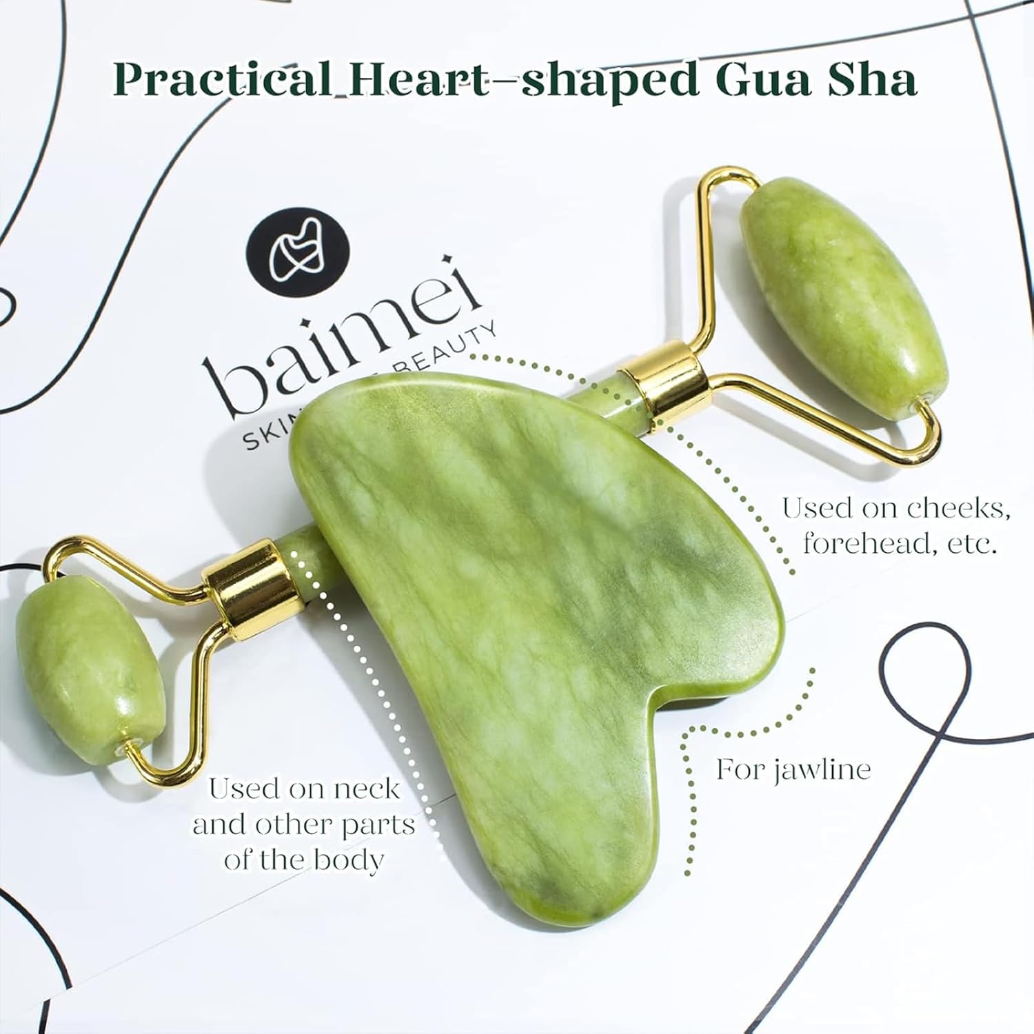 BAIMEI IcyMe Gua Sha & Jade Roller Facial Tools Face Roller and Gua Sha Set