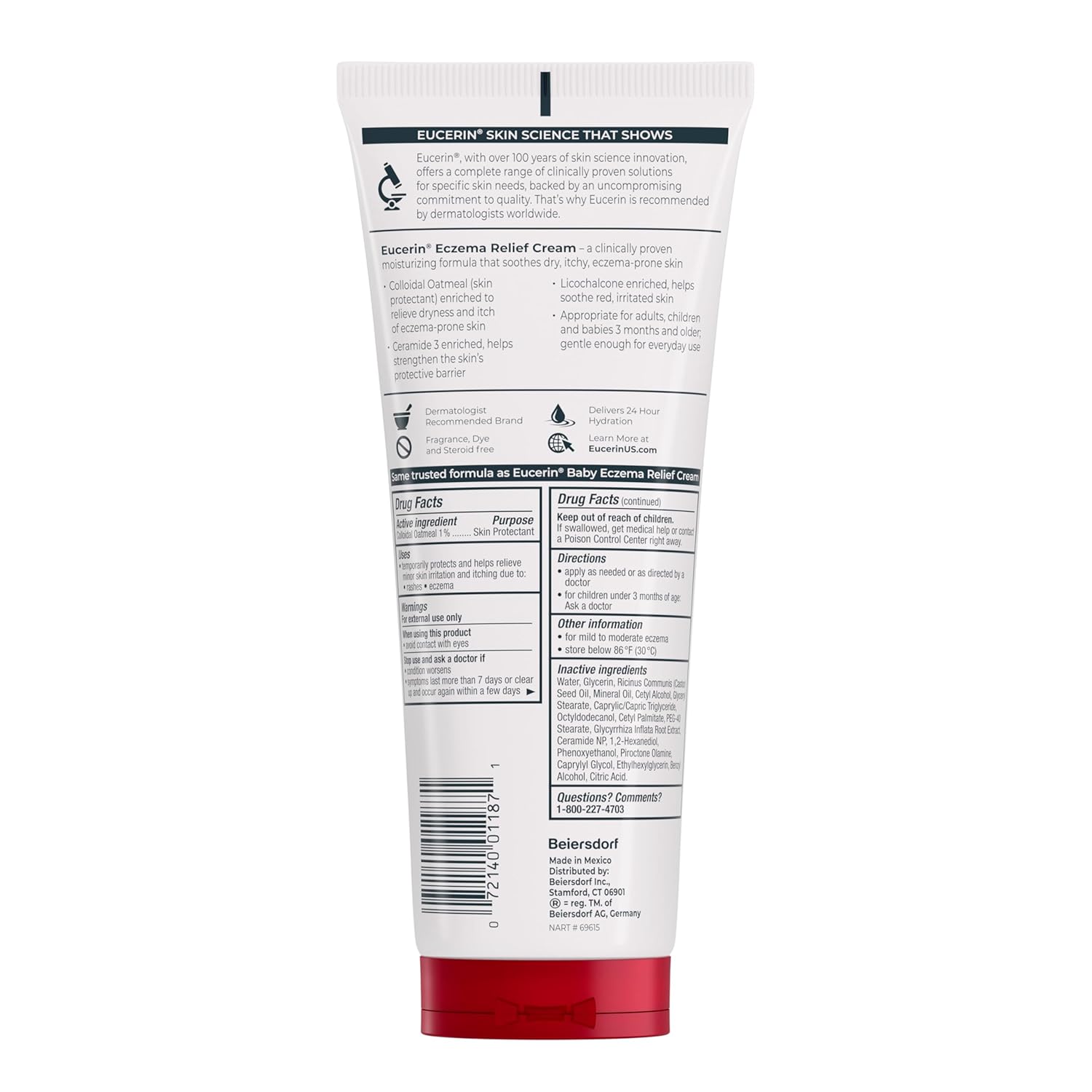 Eucerin Eczema Relief Cream, Full Body Lotion, Moisturizing Eczema Cream with