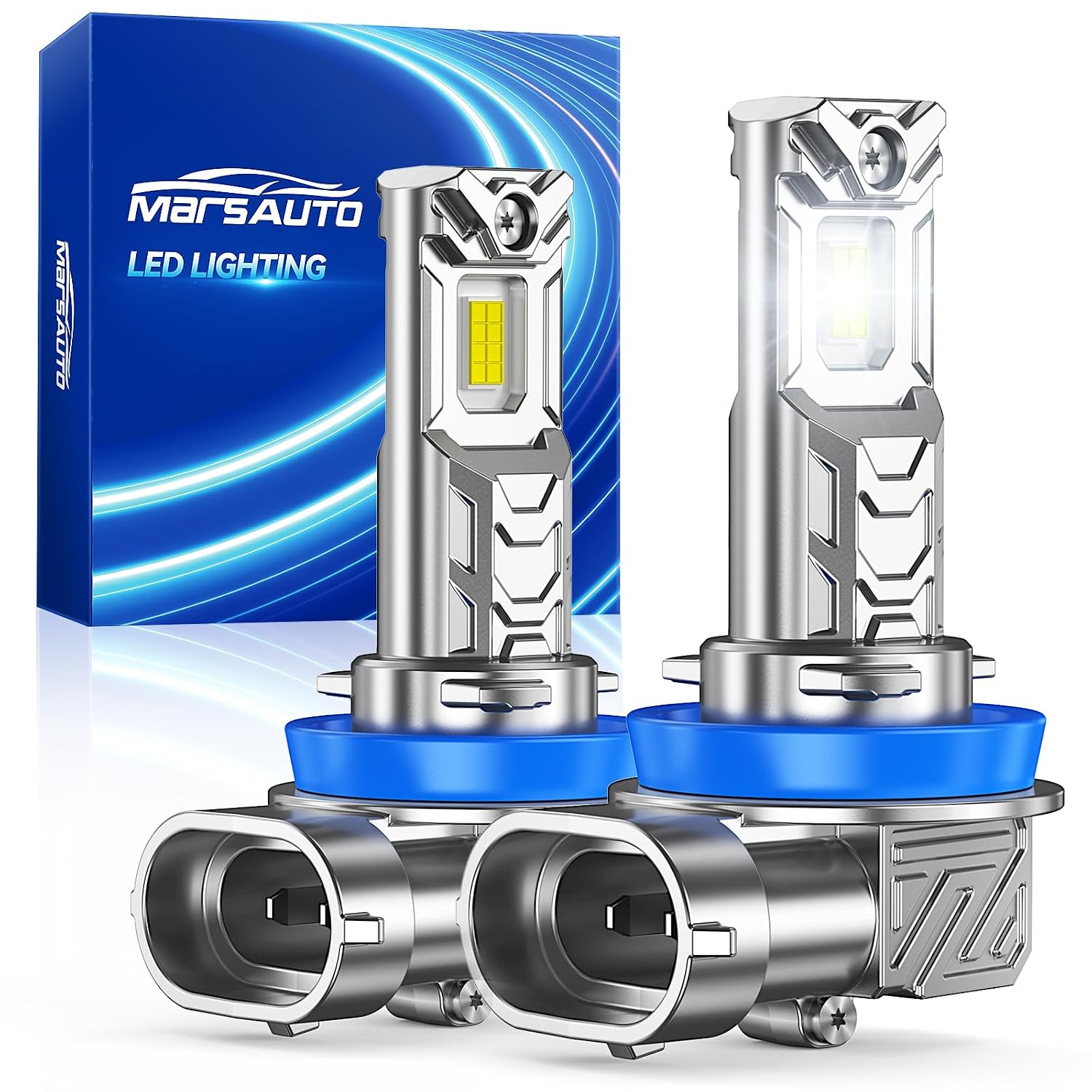 Marsauto M1C H11 LED Fog Light Bulbs, 30000LM 6000K Cool White, Compatible