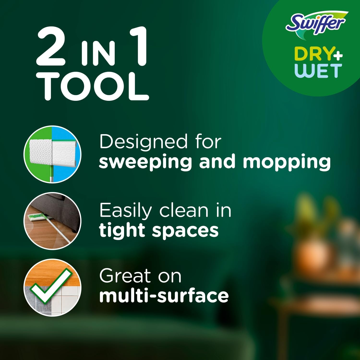 Swiffer Sweeper 2-in-1 Mops for Floor Cleaning, Dry and Wet Multi Surface