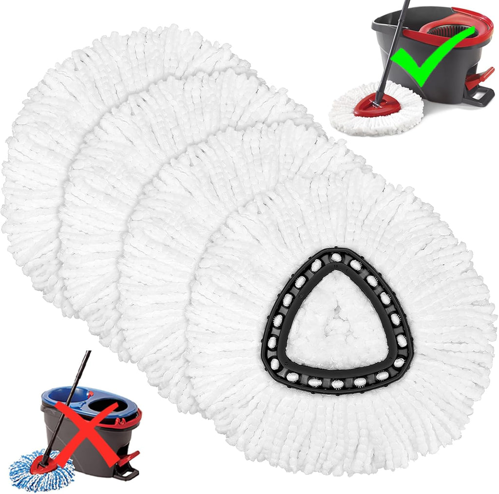 4 Pack Mop Heads Replacements for O-Ceda Easy Wrin Spin System, Microfiber