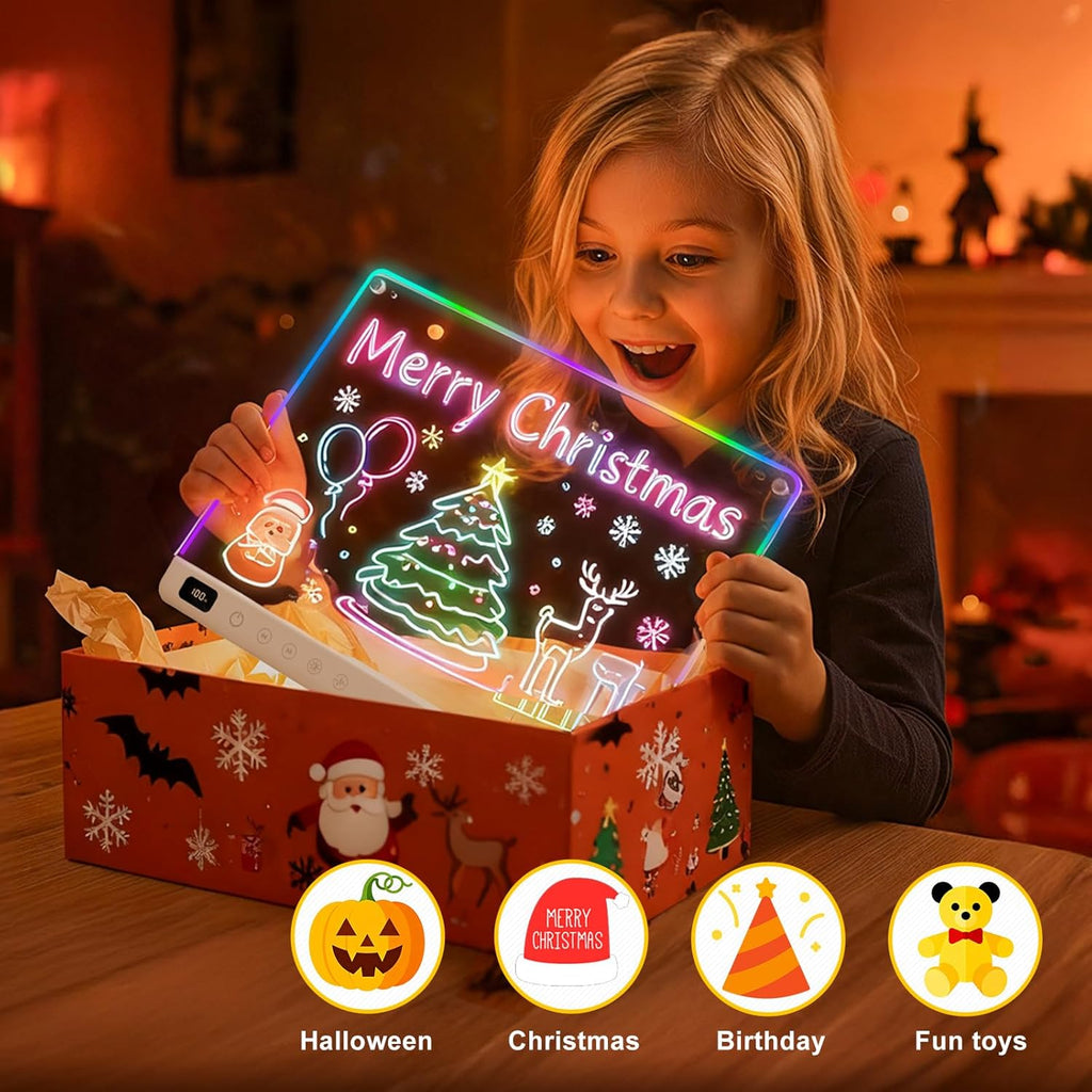 Led Drawing Board with 13 Light Effects, 16" Rechargeable Glow Doodle LED