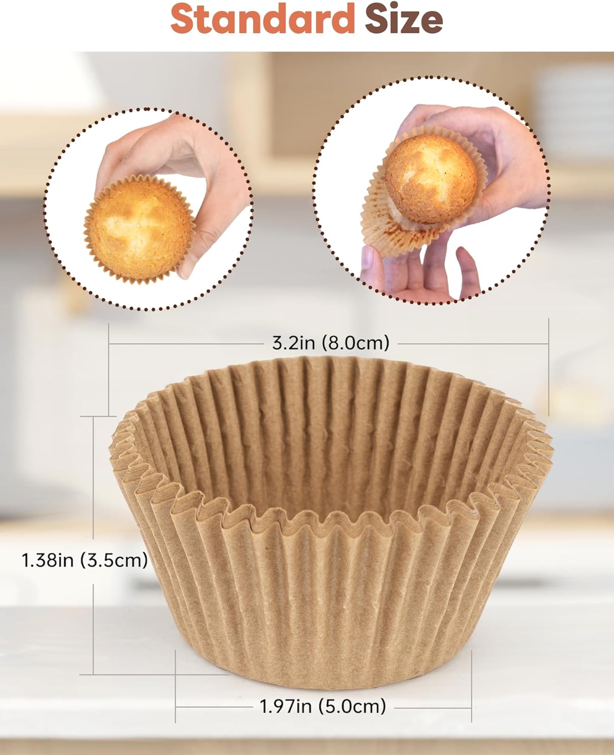 Bake Choice Non-stick 200pcs Standard Cupcake Liners for Baking, Natural