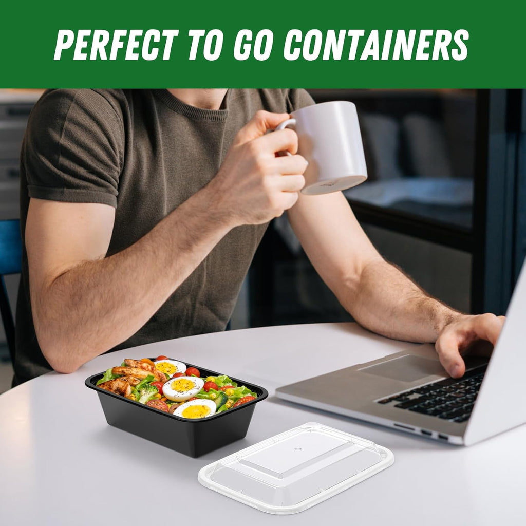 Dealusy 50 Pack (100-Piece) 24 oz Meal Prep Containers Reusable with Lids