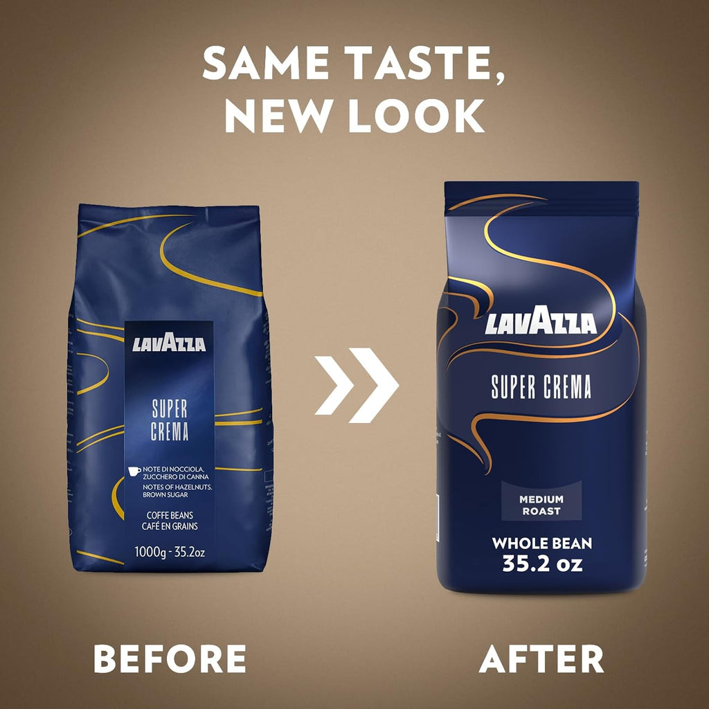 Lavazza Super Crema Whole Bean Coffee, Medium Espresso Roast, Arabica and