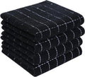 Homaxy 100% Cotton Terry Kitchen Towels(Black, 13 x 28 inches), Checkered