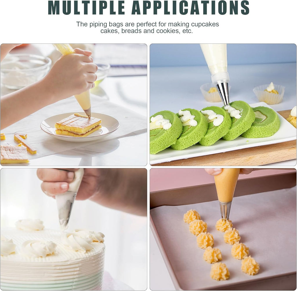 Piping Bags and Tips Set, Cakes Decorating Supplies Kit with 100pcs 12 Inch
