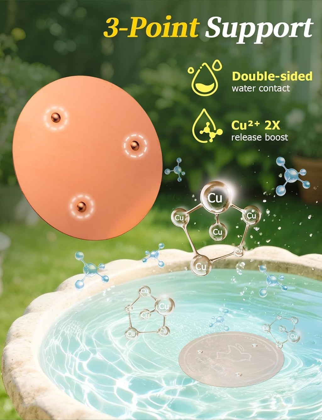 Mellbree Bird Bath Copper Disk, 0.6mm Reinforced 99.99% Pure Copper Cleaning