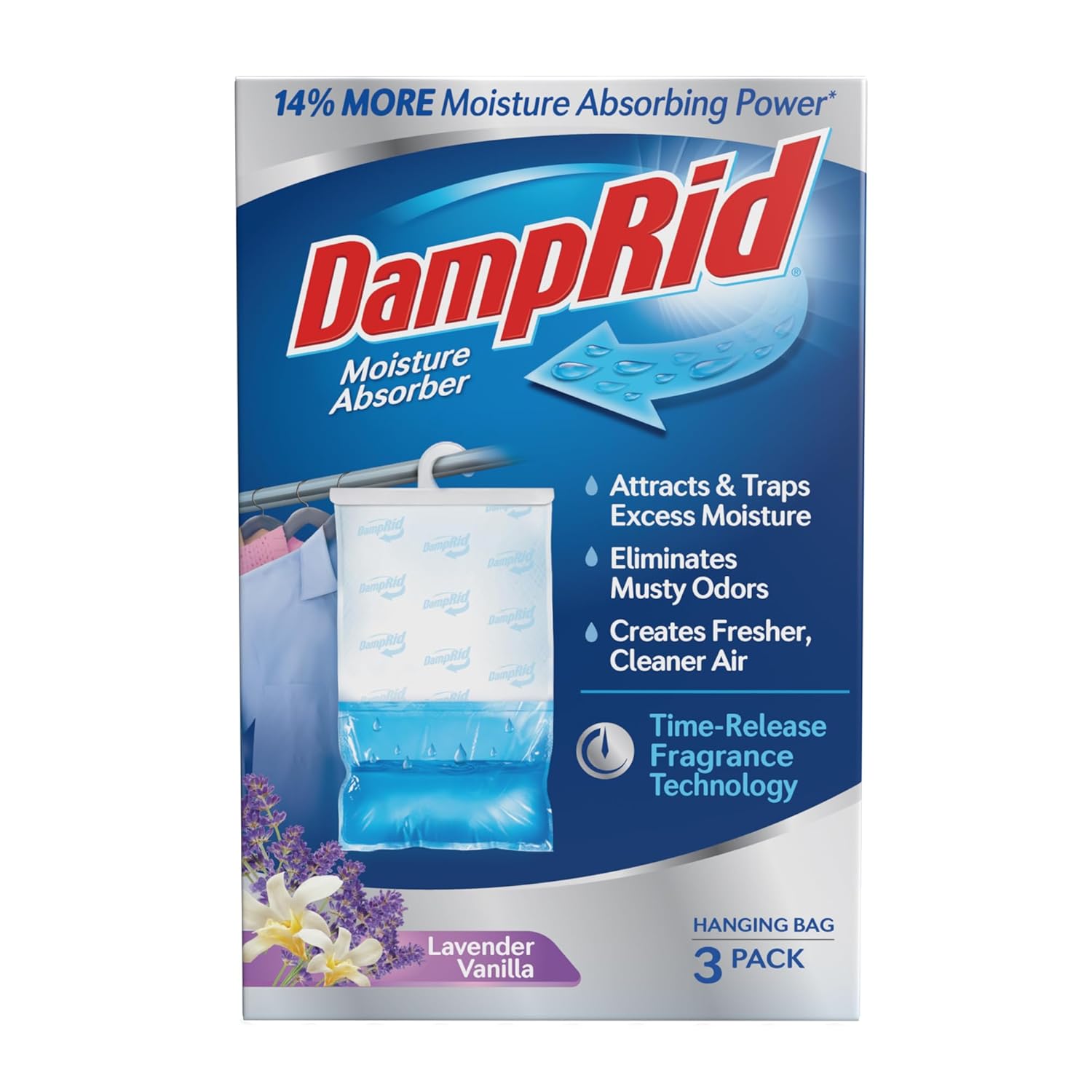 DampRid Lavender Vanilla Hanging Moisture Absorber, 16 oz., 3 Pack