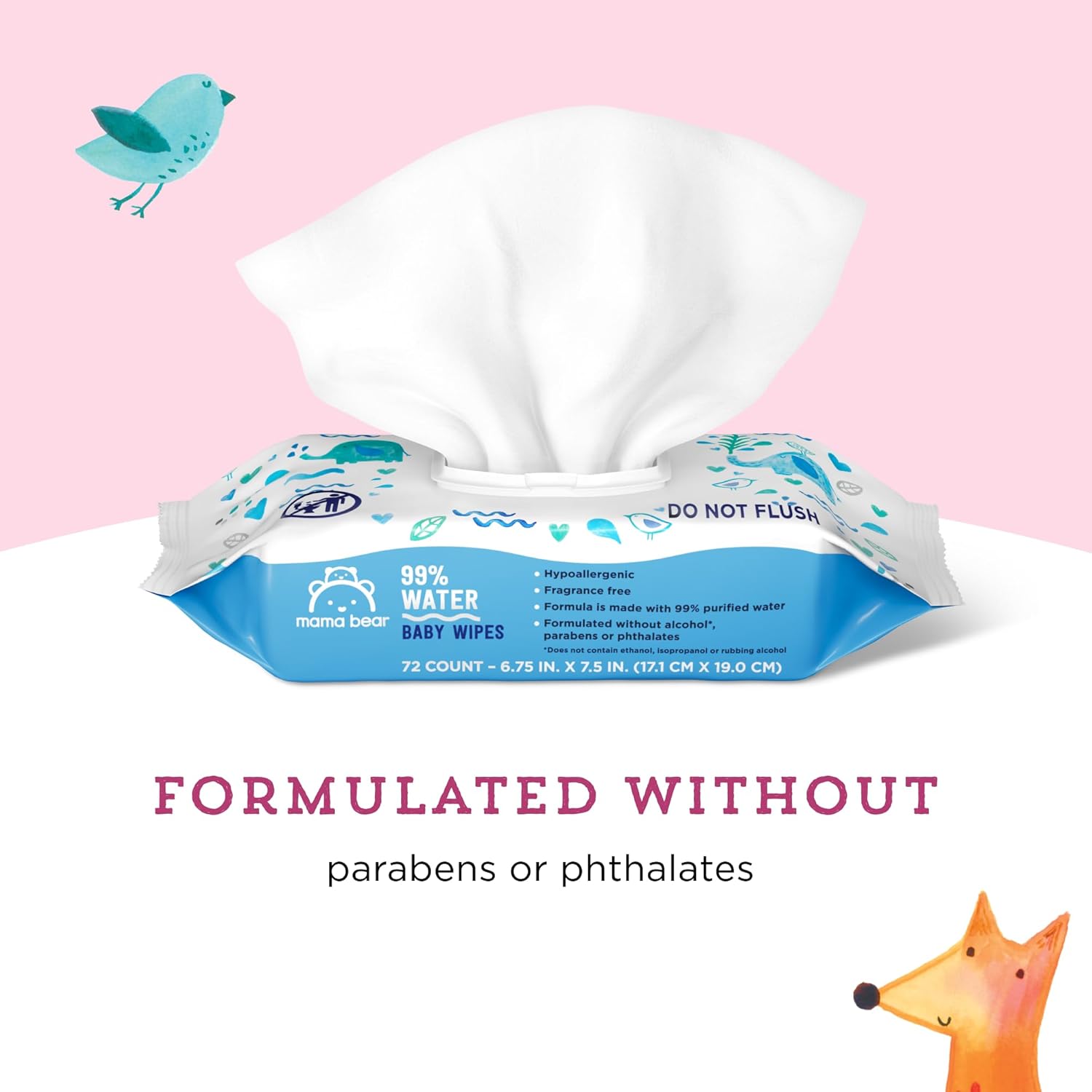 Amazon Brand - Mama Bear 99% Water Baby Wipes, Hypoallergenic, Fragrance