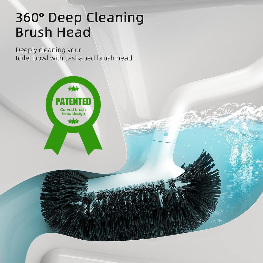 HAMITOR Toilet Bowl Brush Holder Set: Bathroom Deep Cleaning Toilet Cleaner