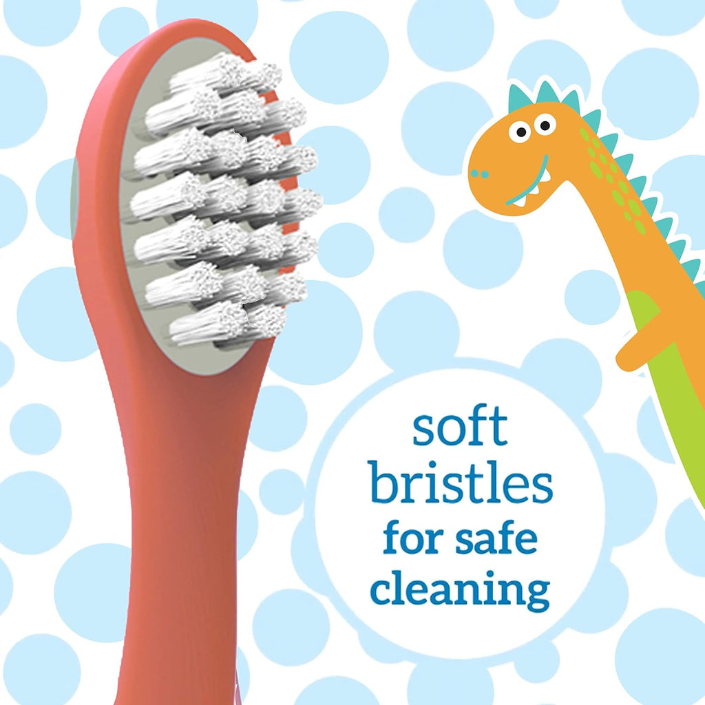 Dr. Brown's Baby and Toddler Toothbrush, Green and Orange Dinosaur 2-Pack