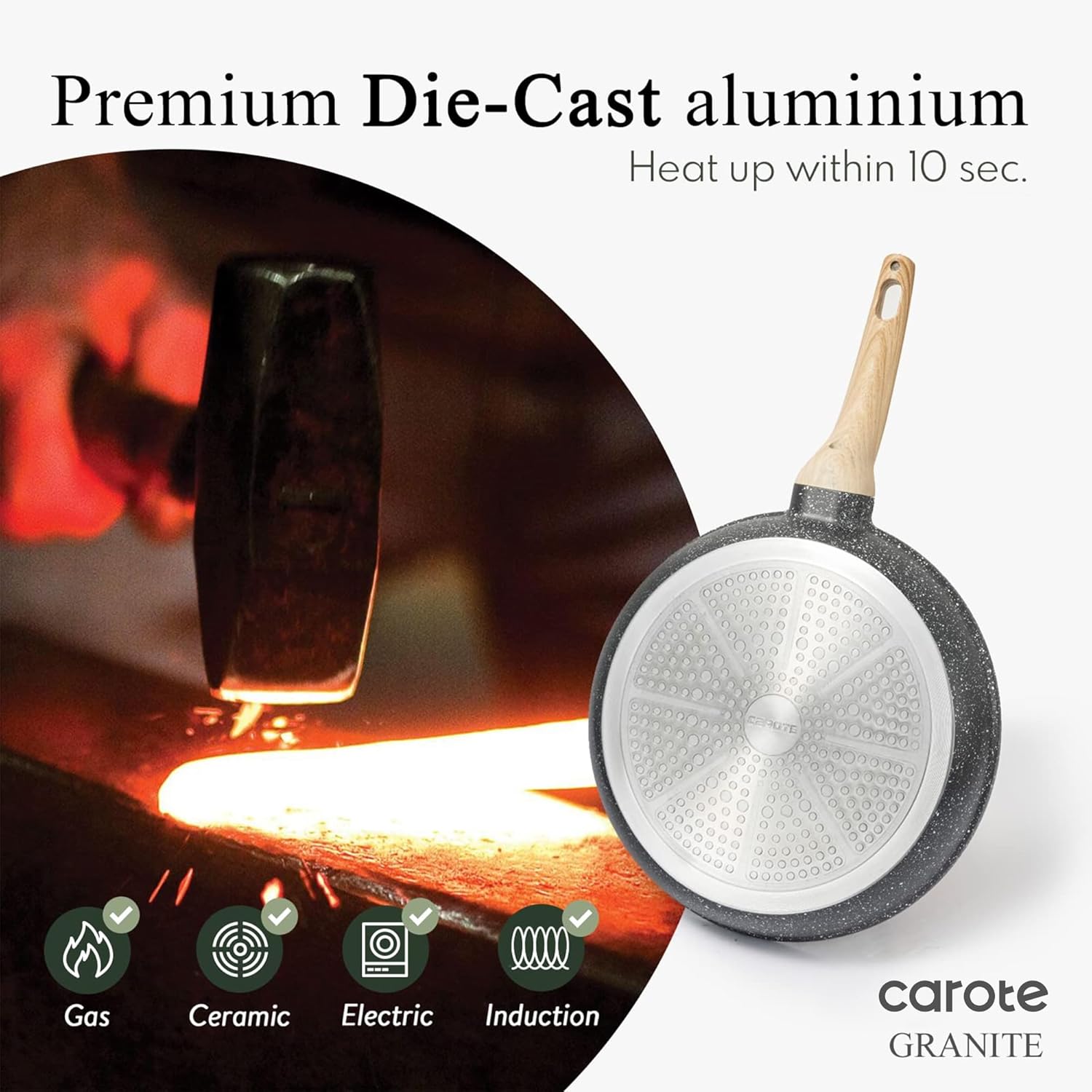 CAROTE Nonstick Frying Pan Skillet,Non Stick Granite Fry Pan Egg Pan Omelet