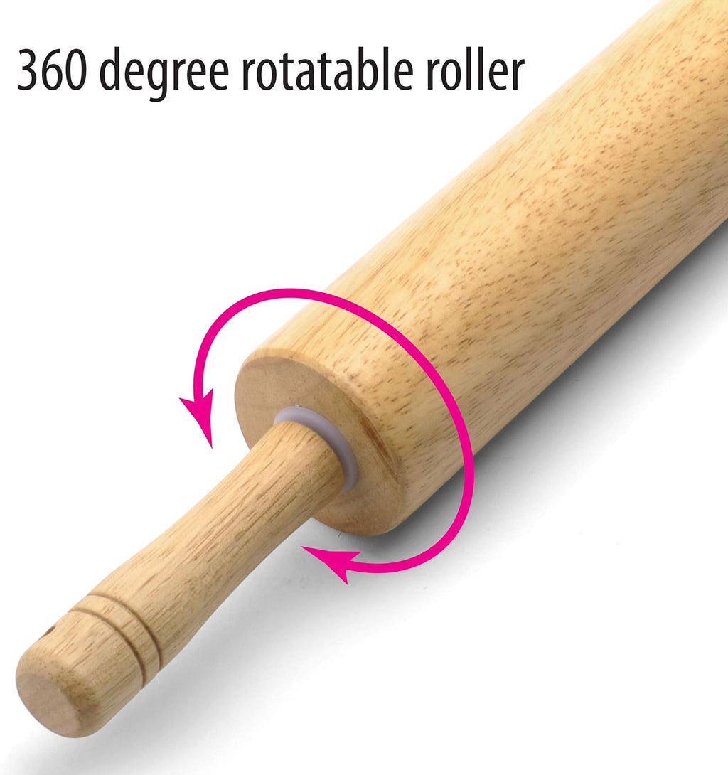 FARBERWARE Classic Wood Rolling Pin, 18-Inch Hardwood Dough Roller for Baking