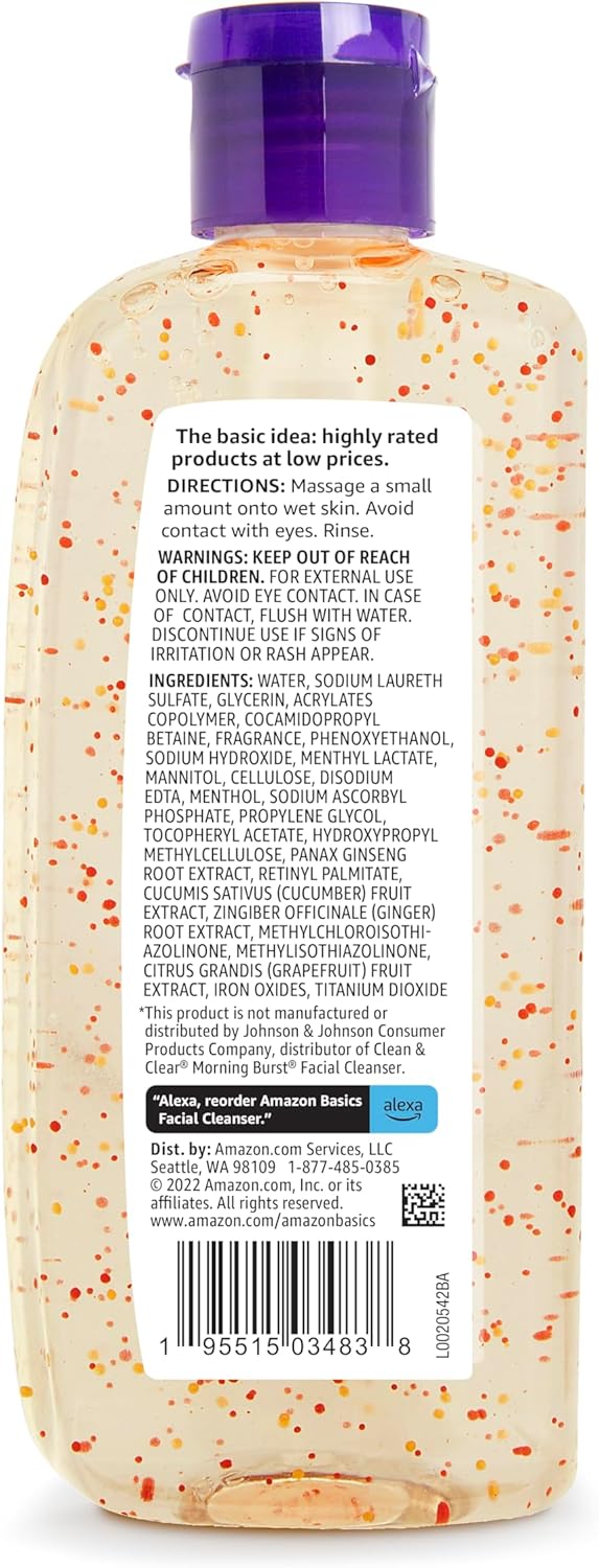 Amazon Basics Morning Fresh Facial Cleanser with Ginseng and Vitamin C, 8 fl