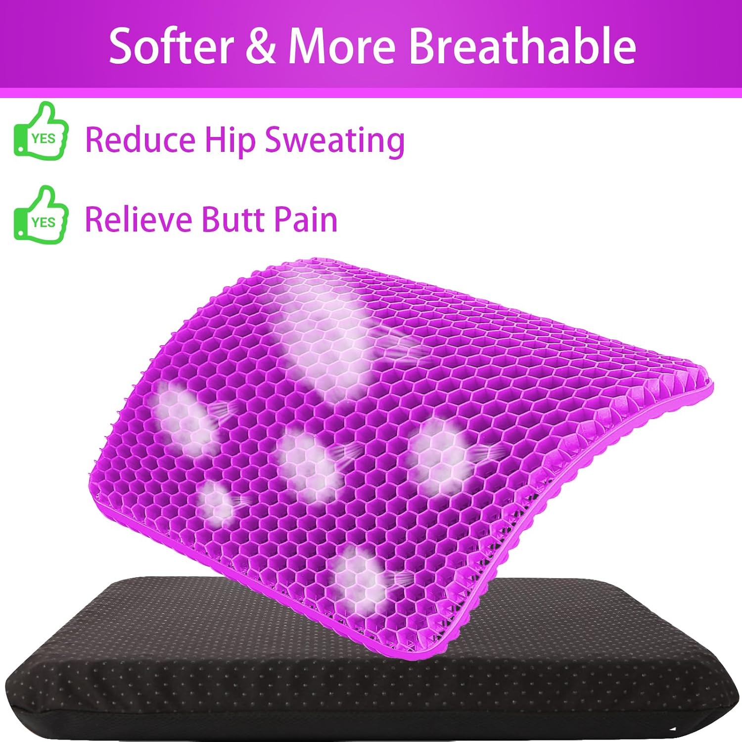 KYSMOTIC Gel Seat Cushion for Long Sitting (Large & Thick), Soft &