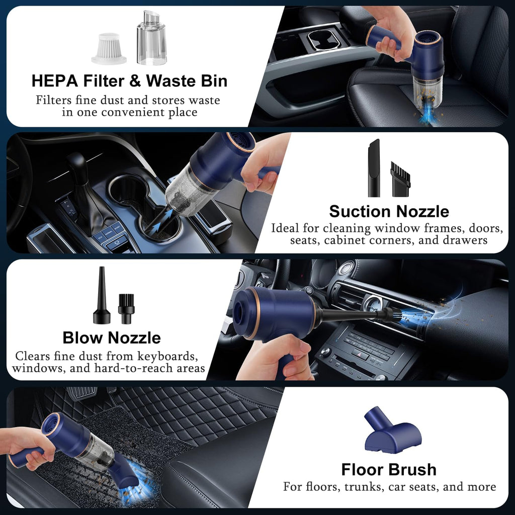 KMM Handheld Car Vacuum Cleaner, 9000Pa Vacuum Cleaner and Air Duster, 120W