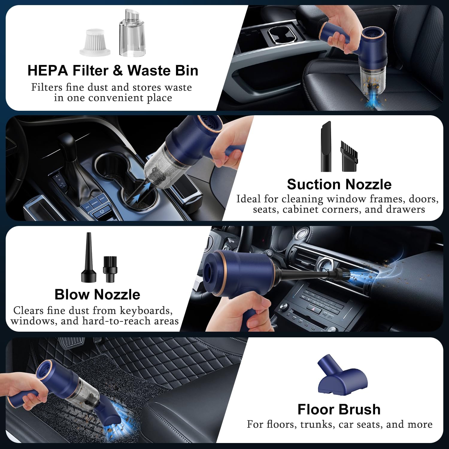 KMM Handheld Car Vacuum Cleaner, 9000Pa Vacuum Cleaner and Air Duster, 120W