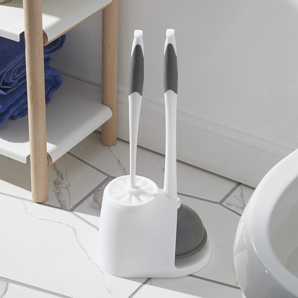 Clorox Toilet Plunger and Bowl Brush Combo with Caddy, 6.75 x 7 x 19.5 in