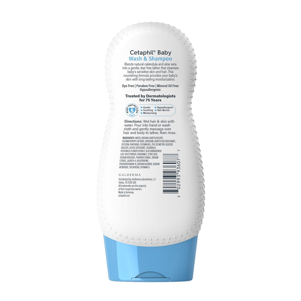 Cetaphil Baby Shampoo and Body Wash with Organic Calendula, Tear Free