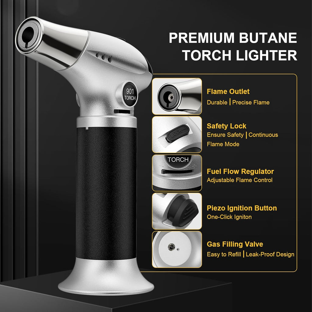 TBTEEK Butane Torch, Kitchen Torch Cooking Torch with Safety Lock &