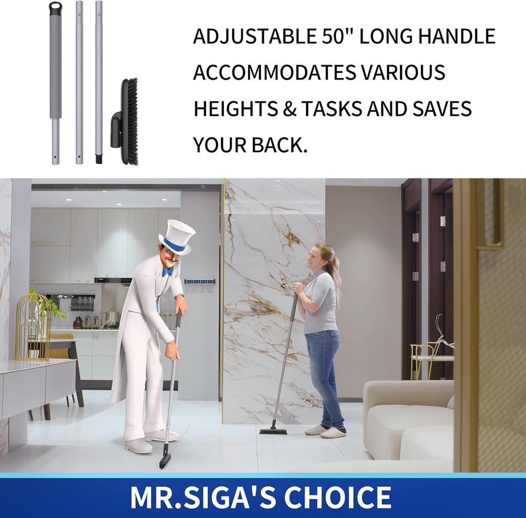 MR.SIGA Heavy Duty Grout Scrub Brush with Long Handle, Shower Floor Scrubber