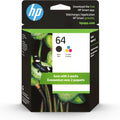HP 64 Black & Tri-Color Ink Cartridges Printers (Combo Pack)