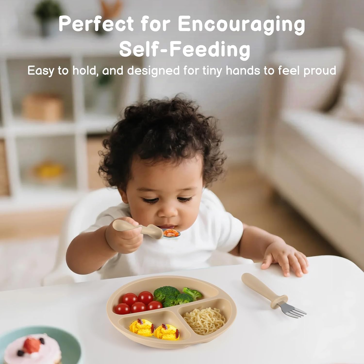 Eascrozn Toddler Utensils, 6 Pack kids Silverware Set with Silicone Handle