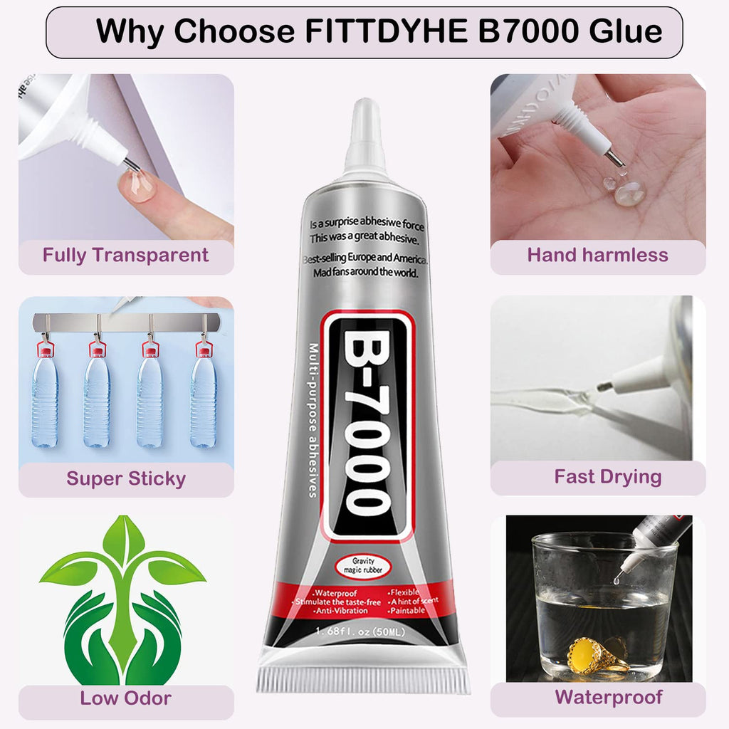 B7000 Jewelry Glue for Making, FITTDYHE 1PCS 50ML/1.69 fl oz Clear Adhesive