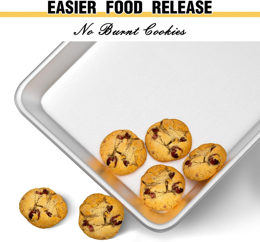 Commercial Quality Baking Sheet Pan Set, Natural Aluminum Cookie Sheet, Umite
