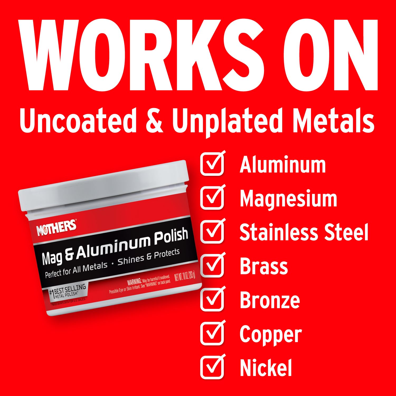 Mothers Mag & Aluminum Polish, 10 oz. ‰ÛÒ Brilliant Shine, Easy to Use, for