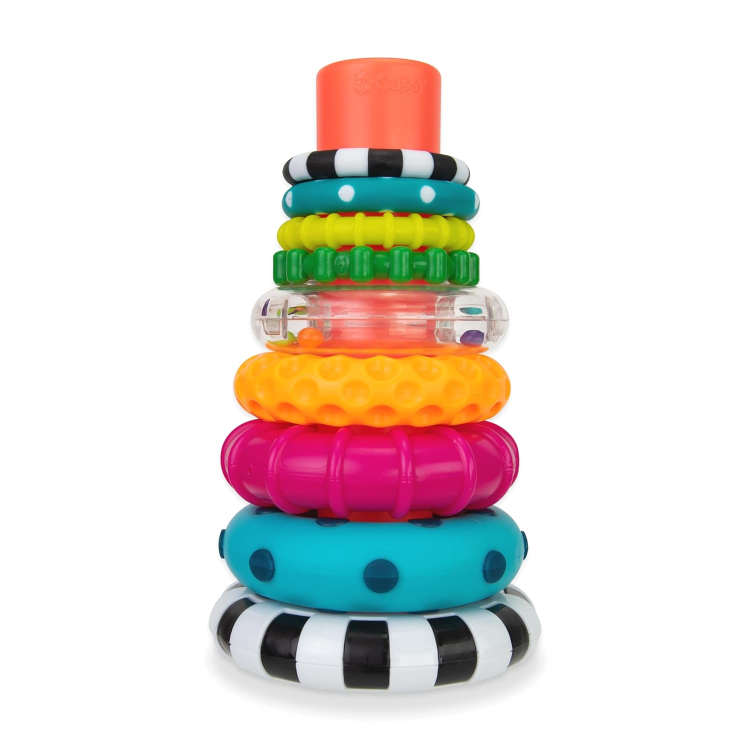 Sassy Stacks of Circles Stacking Ring STEM Learning Toy, Age 6+ Months