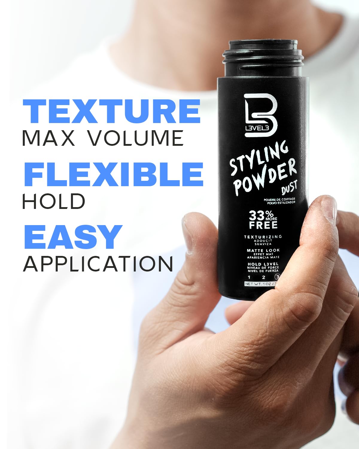 L3 Level 3 Styling Powder - Natural Look Mens Powder - Easy to Apply with No
