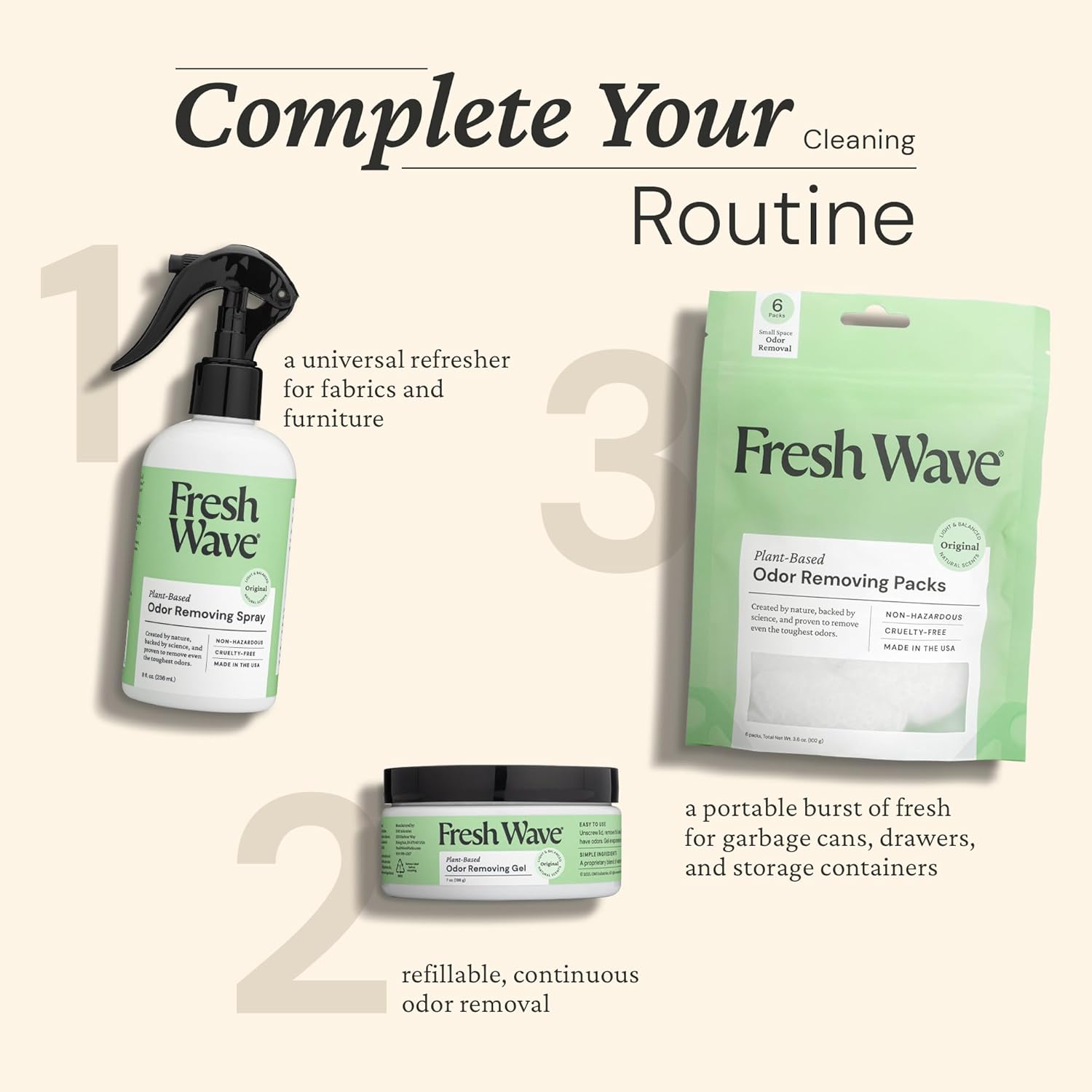 Fresh Wave Odor Removing Gel, 7 oz., Pack of 3 - Odor Absorbers for Home