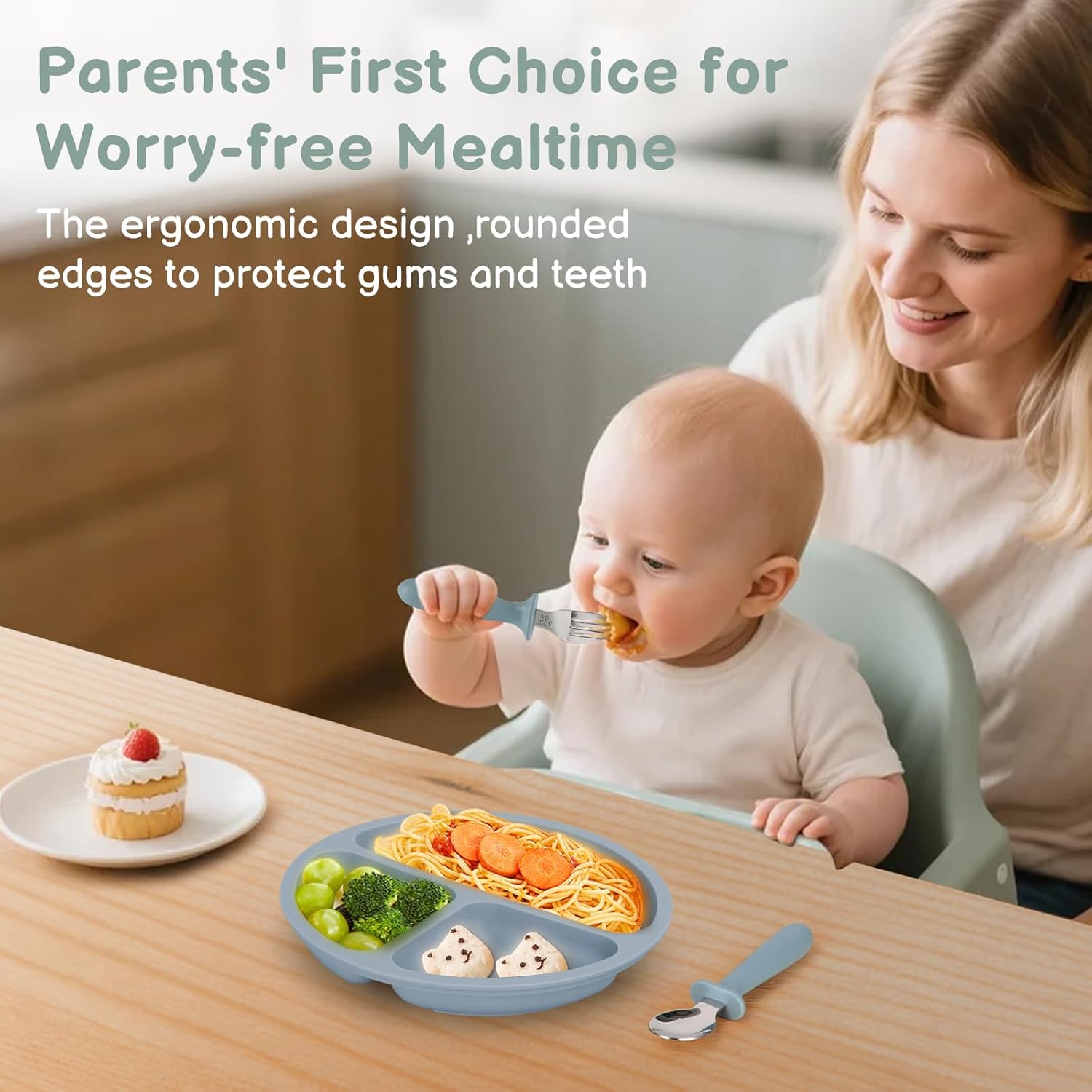 Eascrozn Toddler Utensils, 6 Pack kids Silverware Set with Silicone Handle